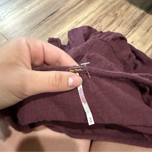 Free People One Of A Kind Mini Dress Solid Ruched Smocked - Picture 10 of 11